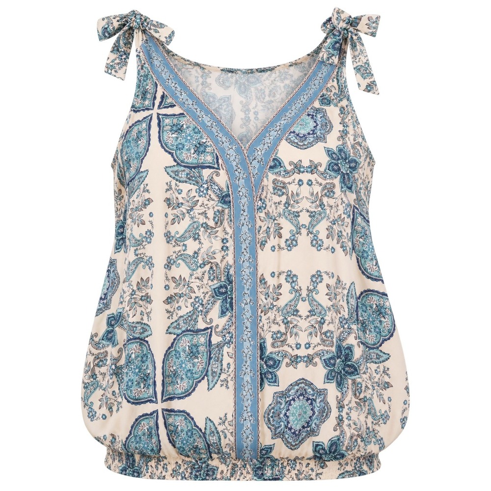 Maurices Women's XL Blue Paisley Tie-Shoulder Sleeveless Blouson Top